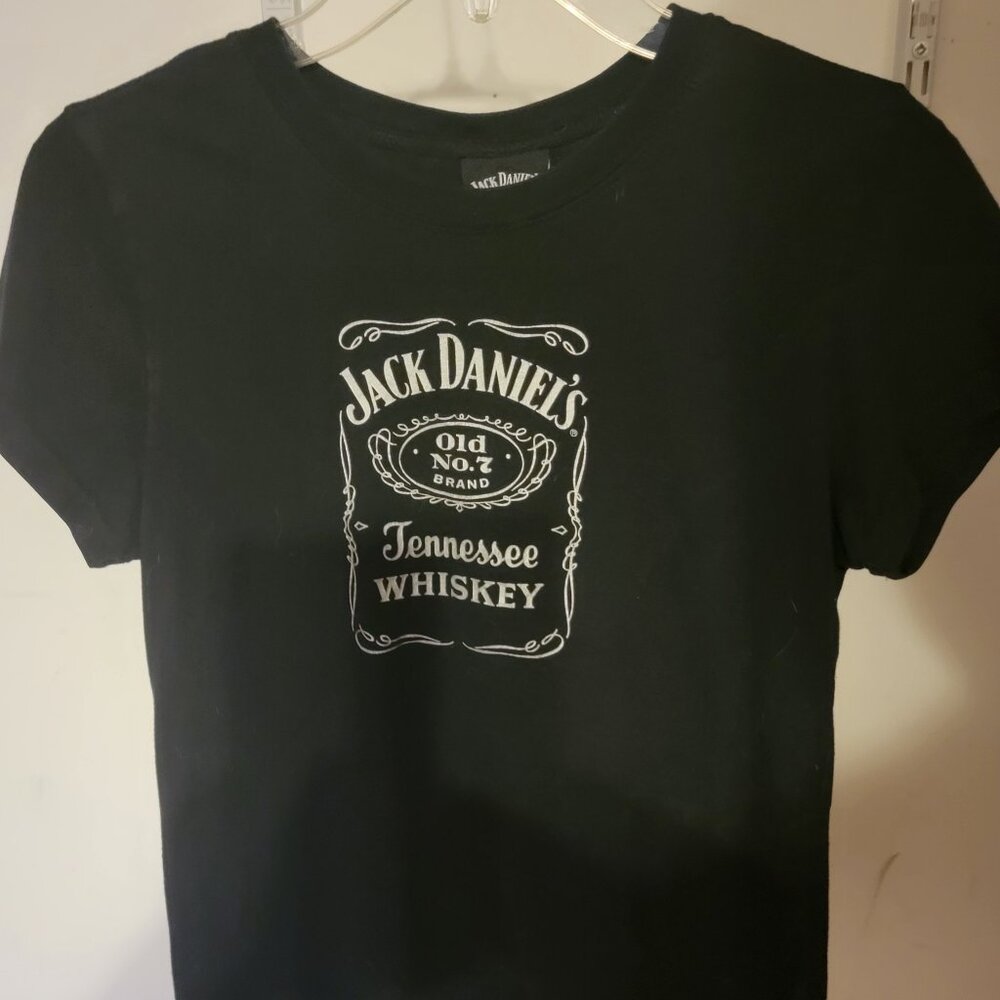 Jack Daniels Black Graphic T-Shirt Kids Youth Large Distressed Logo Tee